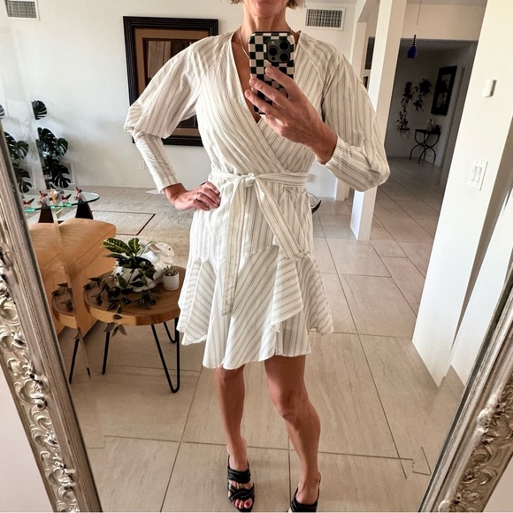 A.L.C. Enzo Puff-Sleeve Wrap Mini Dress Size 0 - Picture 2 of 12